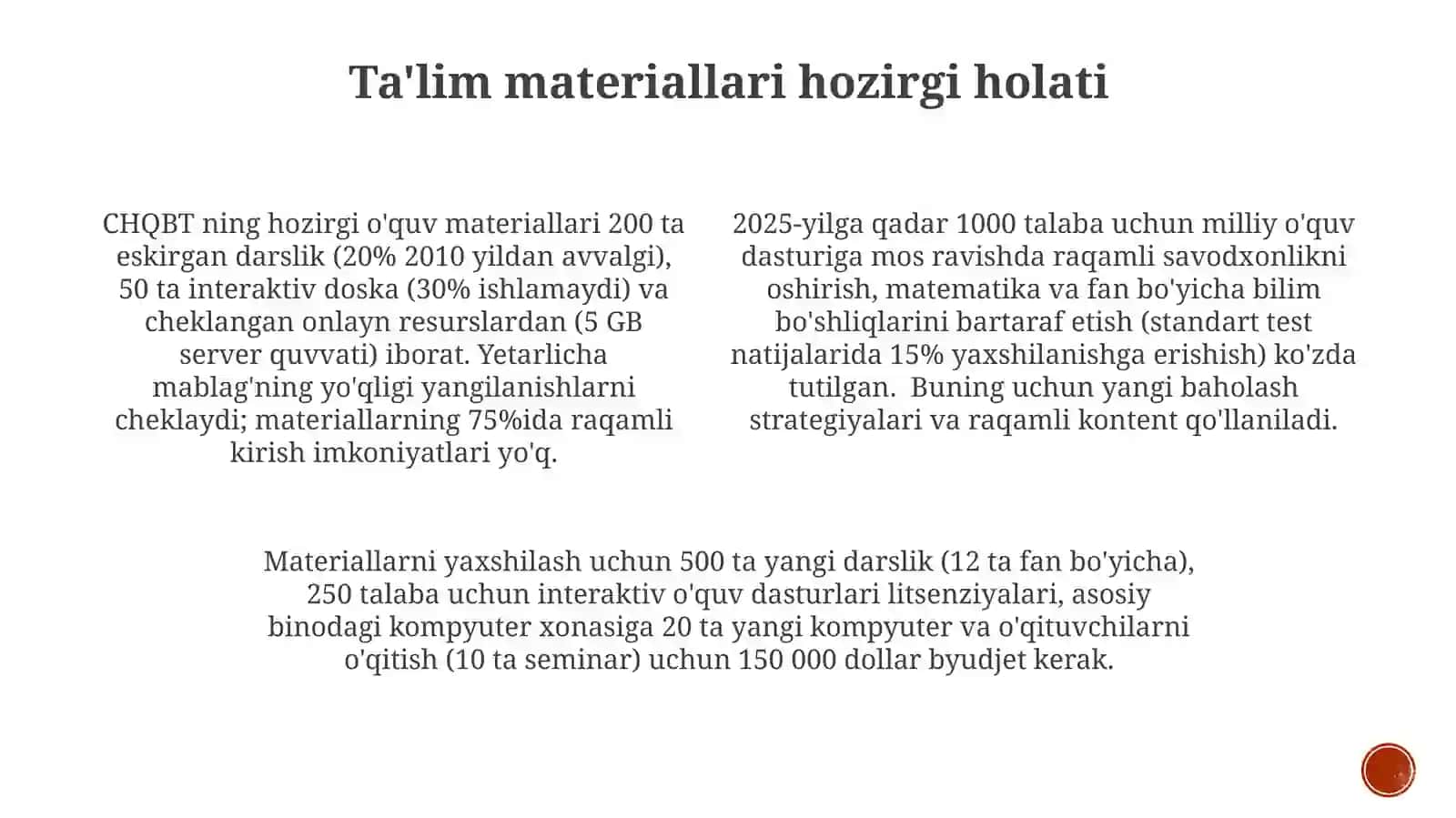 CHQBTo‘quvmuassasasidao'quvmoddiybazanitakomillashtirish 4