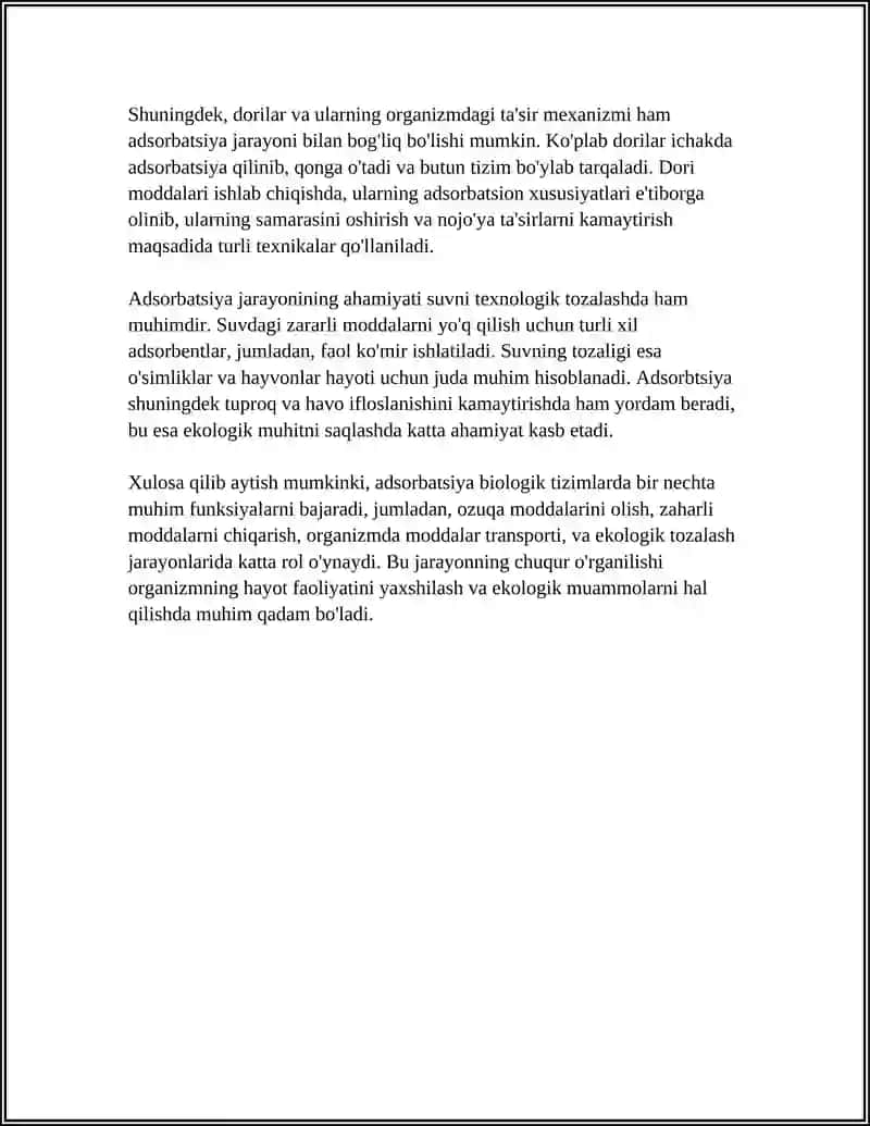 ORGANIZIMNING HAYOT FAOLYATIDA ADSORBATSIYA JARAYONI 4