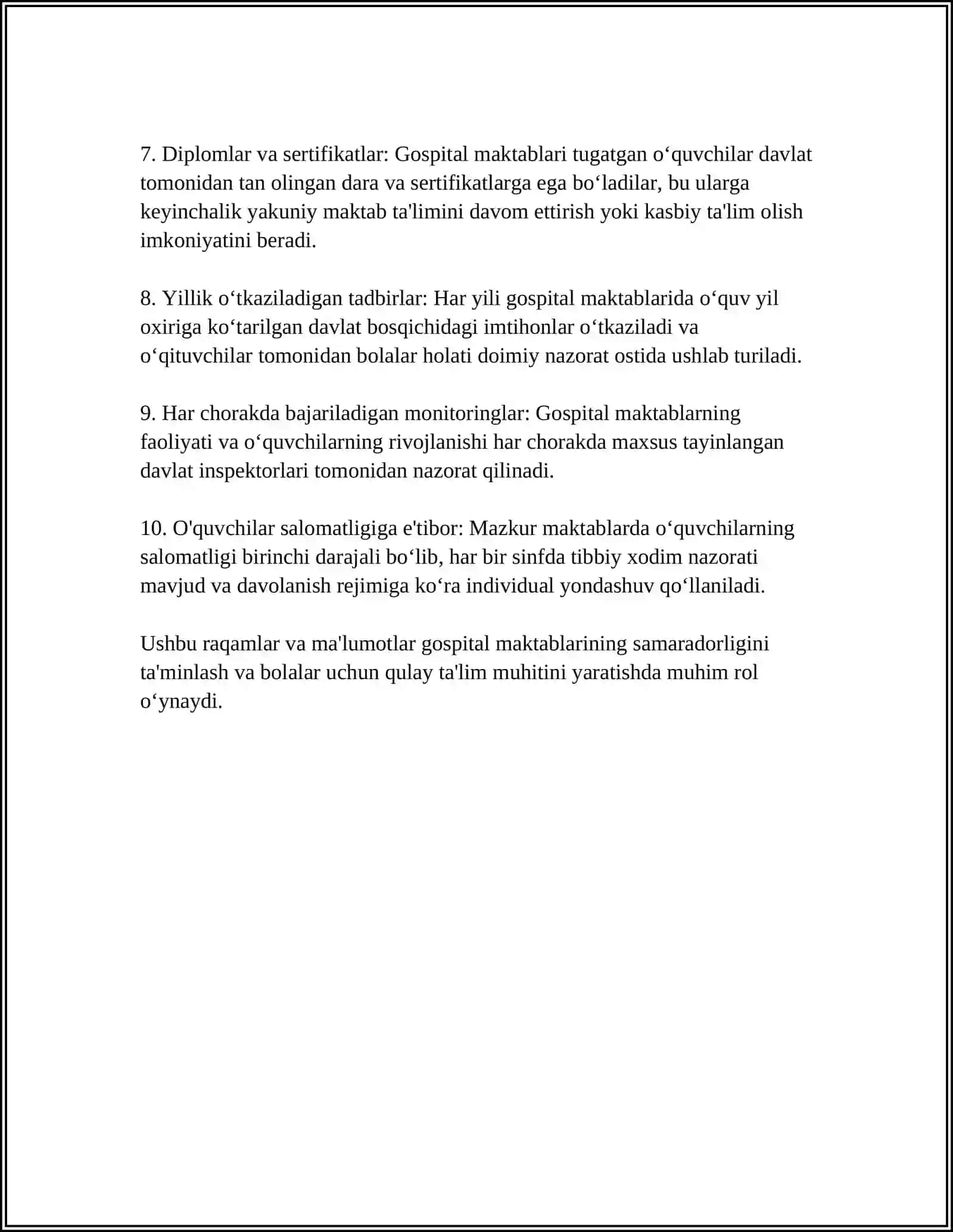 GOSPITAL MAKTABI VA UYDAGI TA'LIM 4