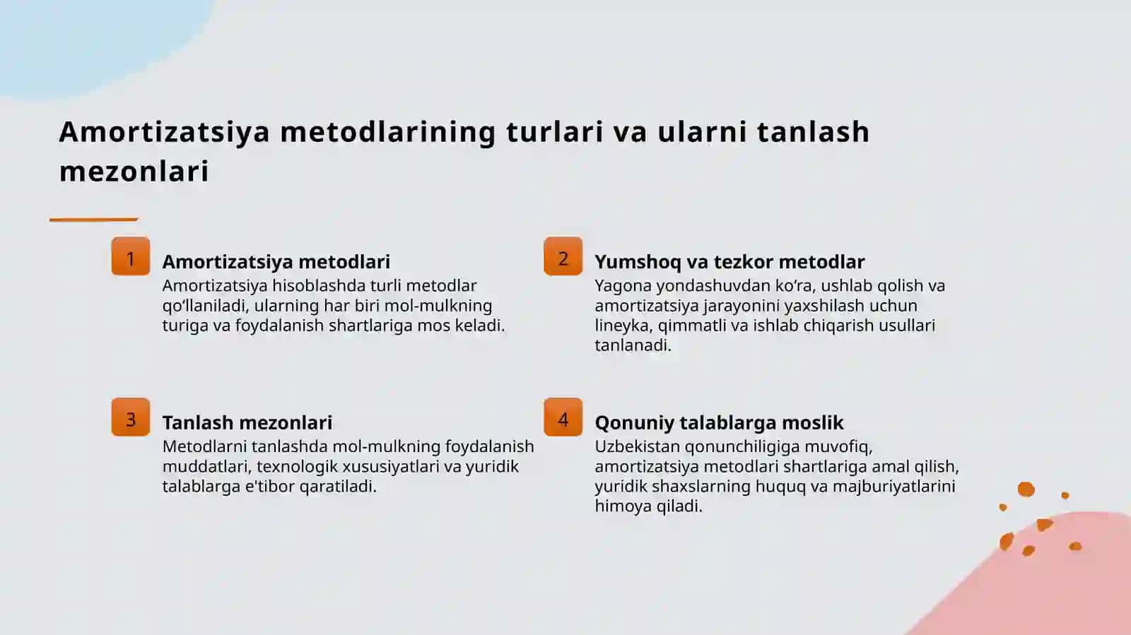 Mol-mulklarga amortizatsiya hisoblash tartibi 4