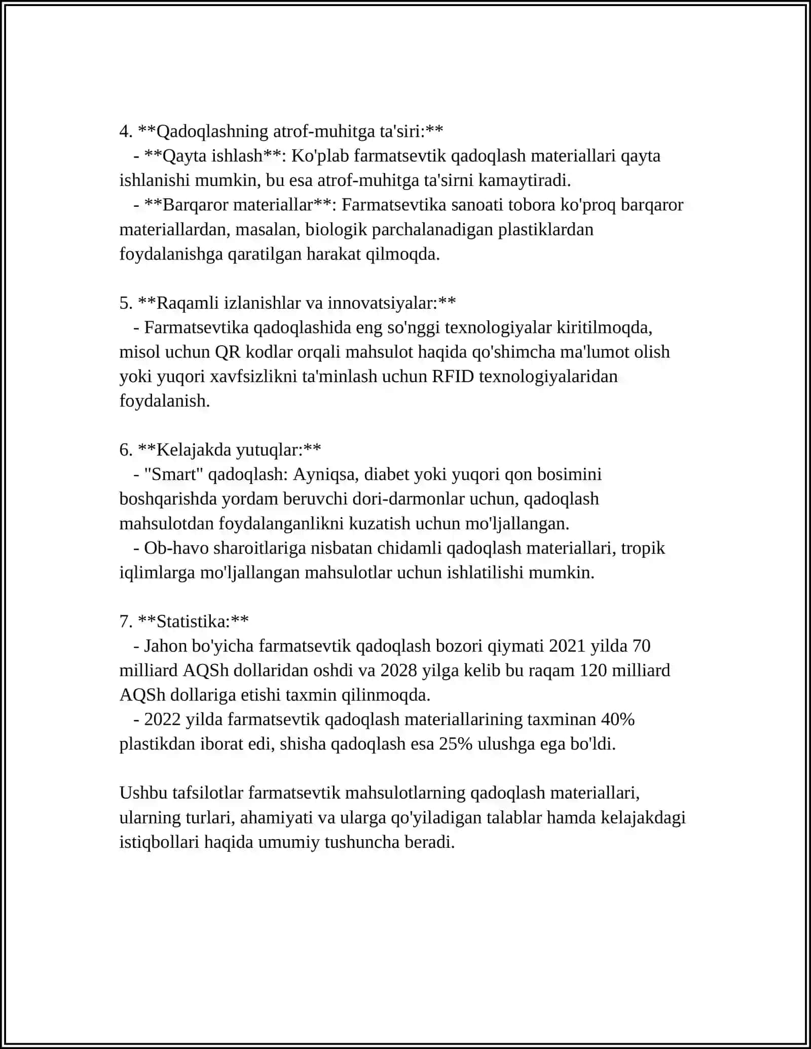 FARMATSEVTIK TAVARLARNI QADOQLASH VA MARKIROVKALASH 4