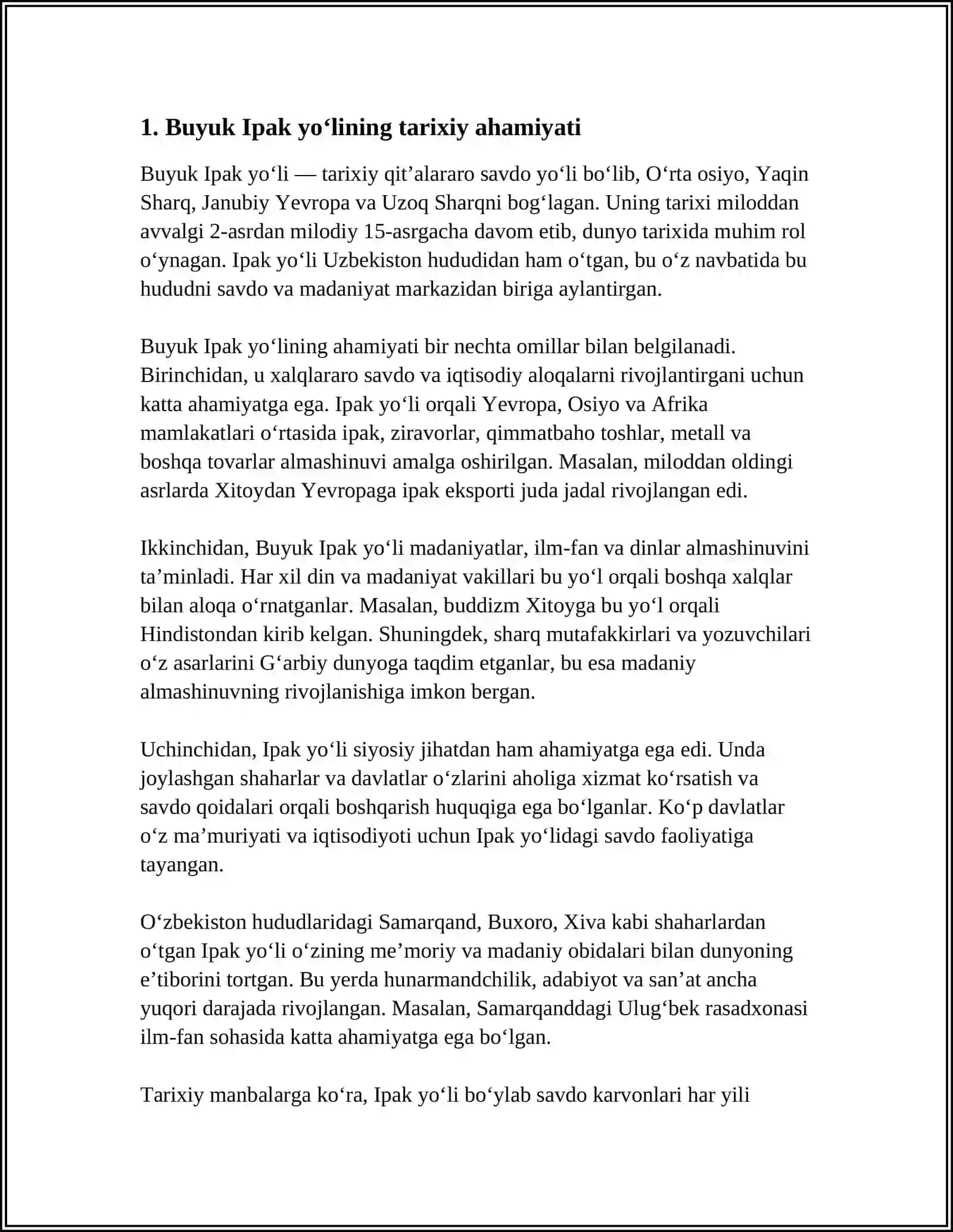BUYUK IPAK YOʻLI VA HOZIRGI ZAMON 4