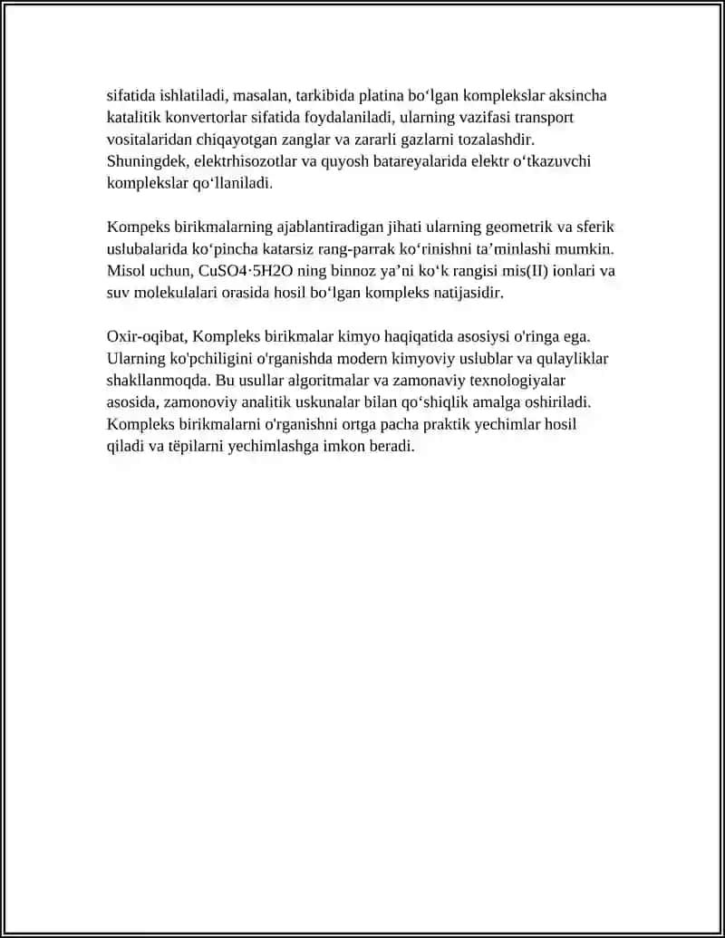 KOMPLEKS BIRIKMALAR. ICHKI KOMPLEKS BIRIKMALAR. XELATLAR 4