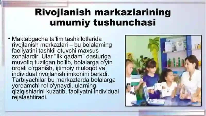 Rivojlanish markazlari tasnifi 4