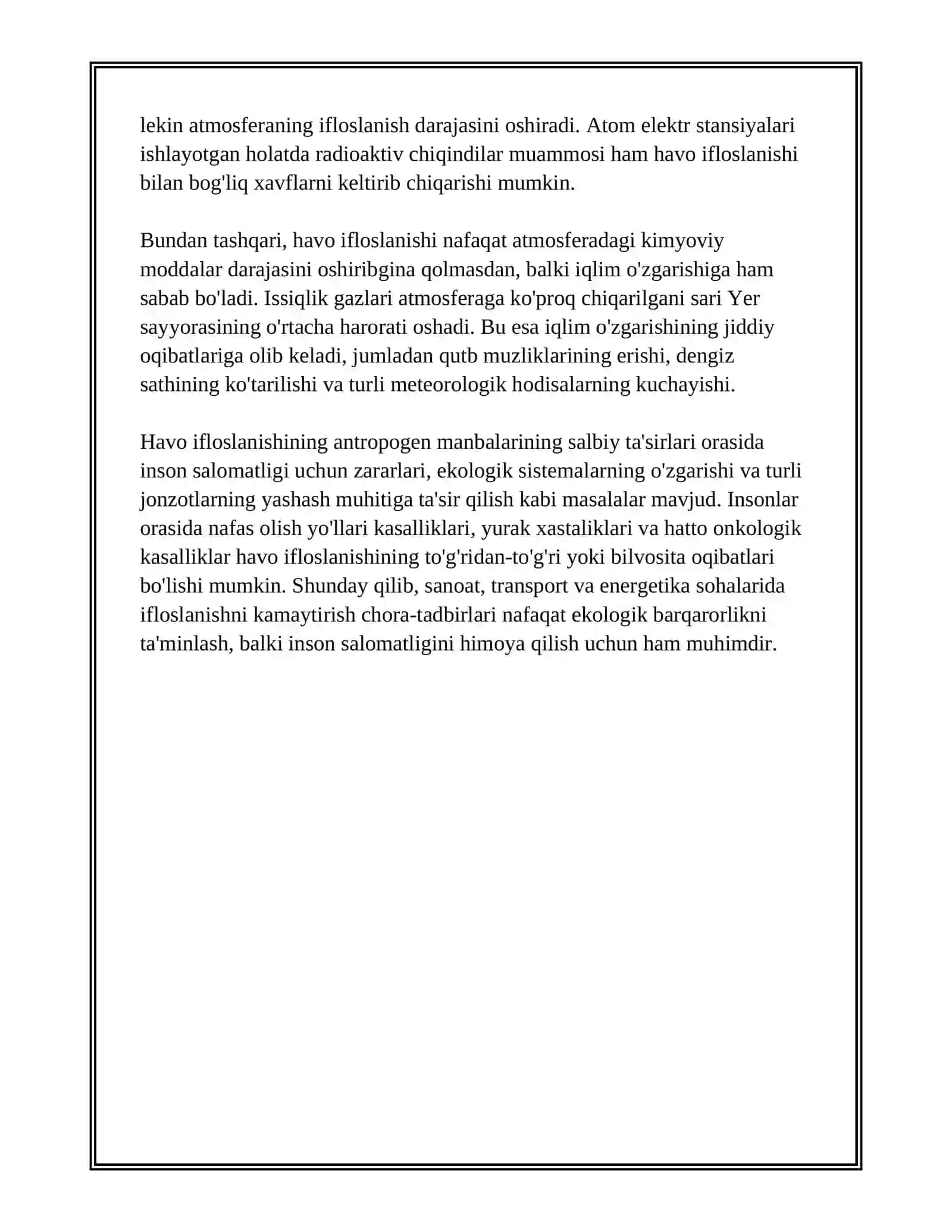 INSON FAOLIYATINING TABIATIGA TA'SIRI VA TABIATNING JAVOBI 4