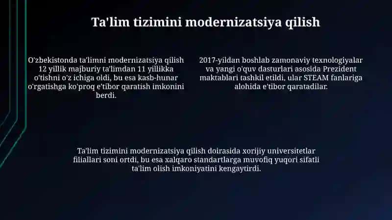 Mustaqillik yillarida O'zbekiston Respublikasidagi ma'naviy marifiy sohasidagi islohotlar 4