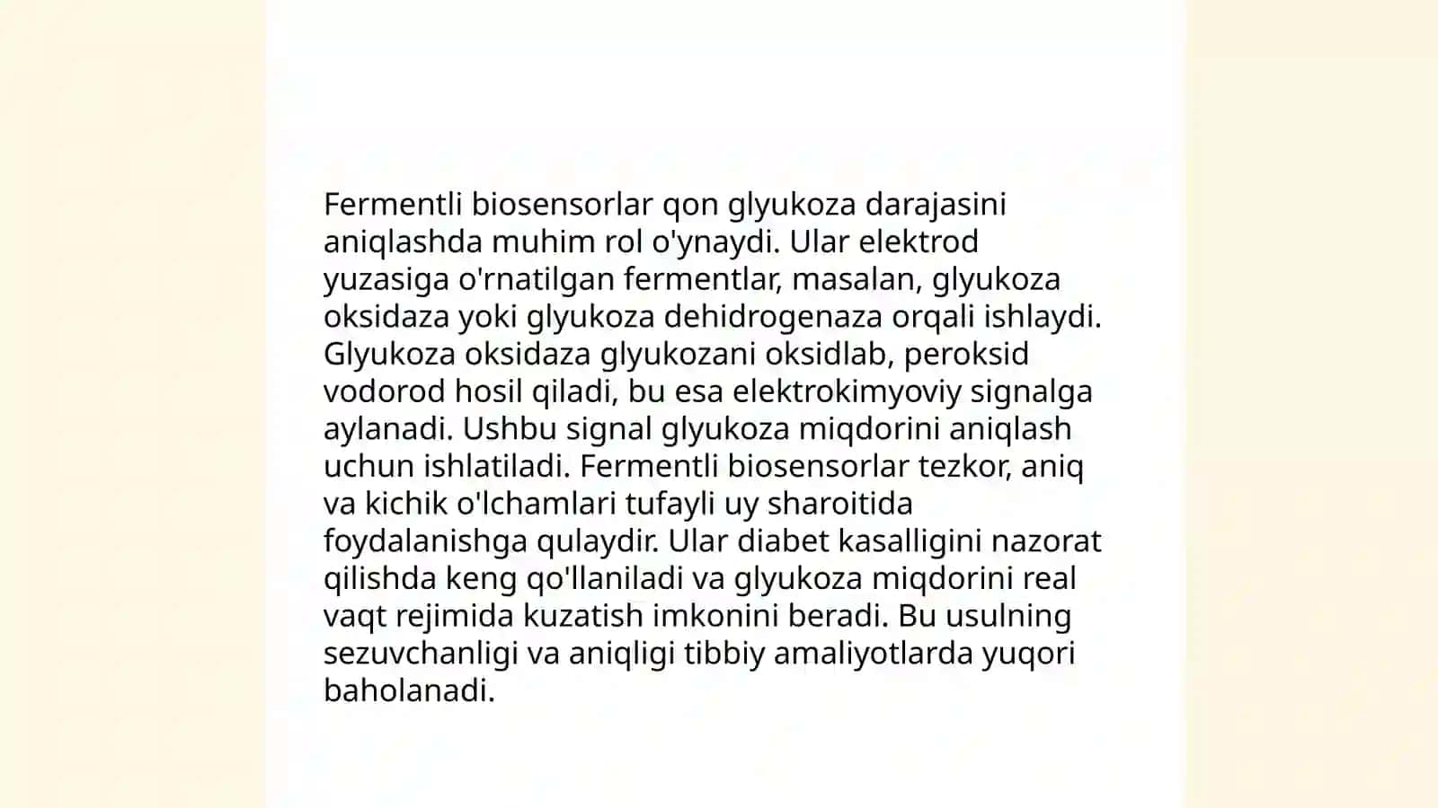 Fermentli biosensorlarning tibbiyotdagi õrni 4