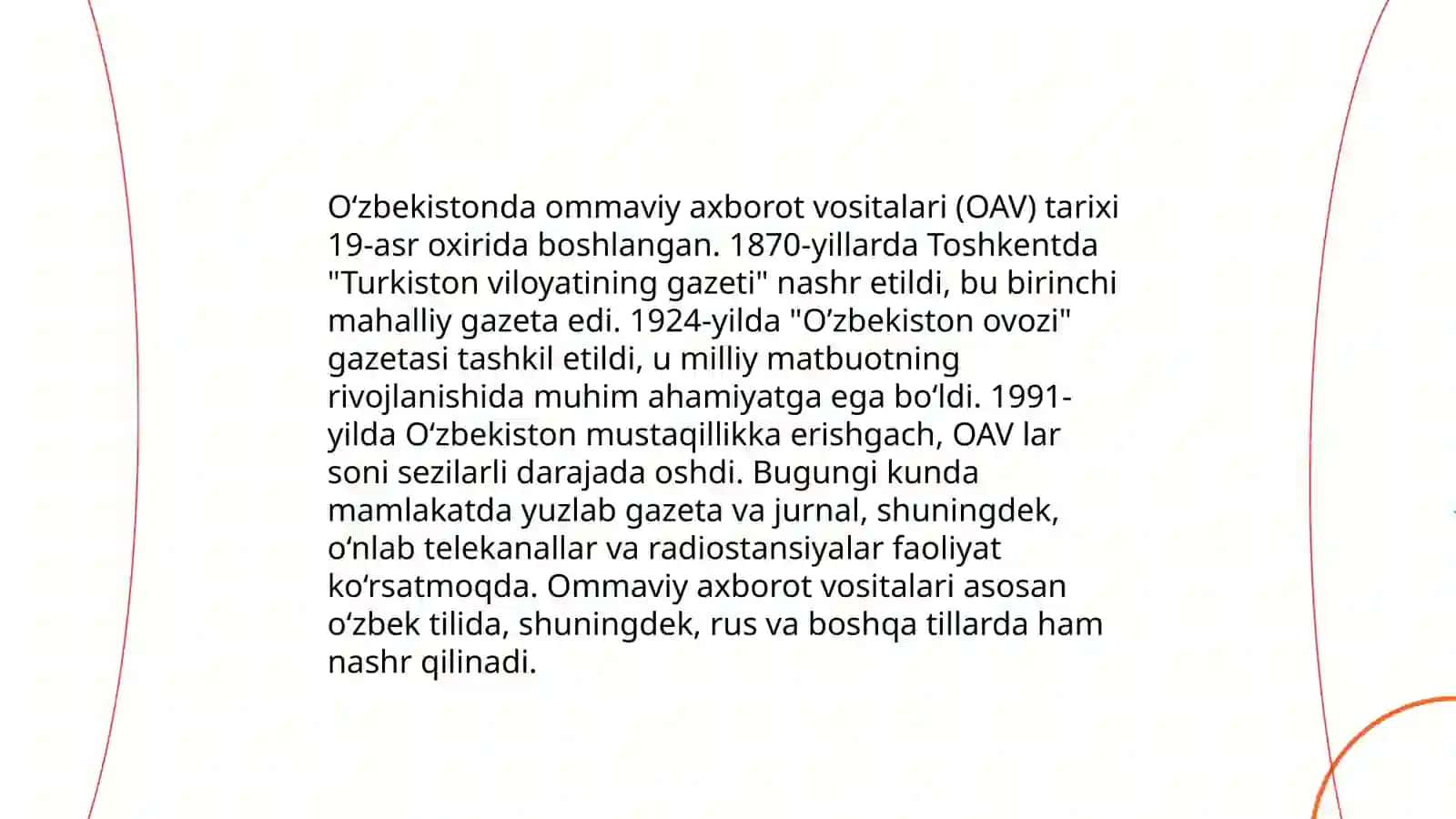 Ommaviy axborot vositalarining faoliyati 4