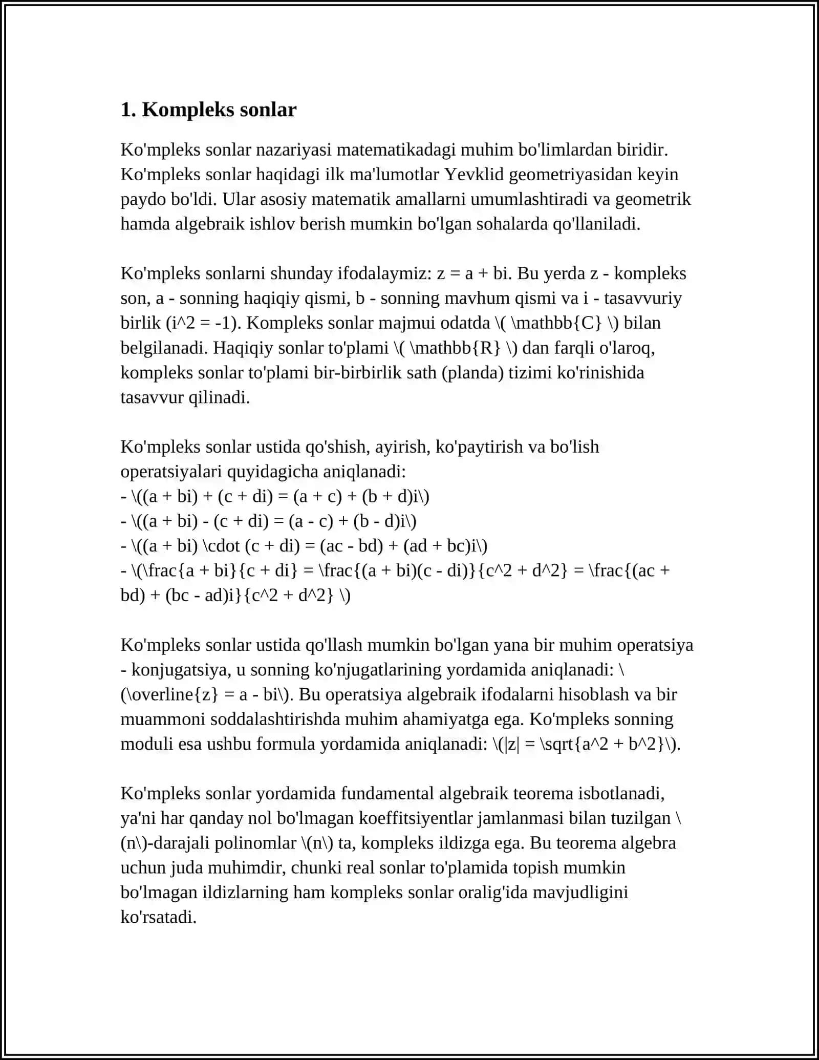 Kompleks sonlar 4