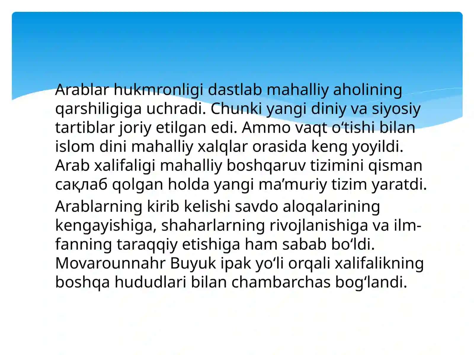 Arab xalifaligi davri Markaziy Osiyo xalqlari madaniyati tarixi 4