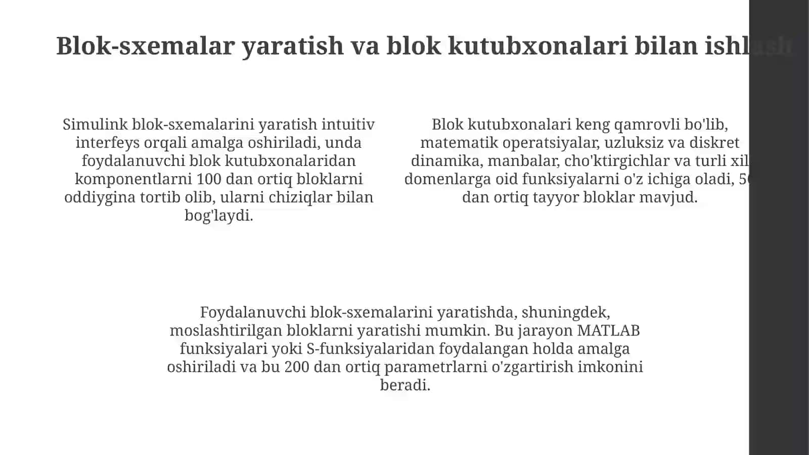 Dinamik sistemalarni simulikn paketi yordamida madellashtirish 4