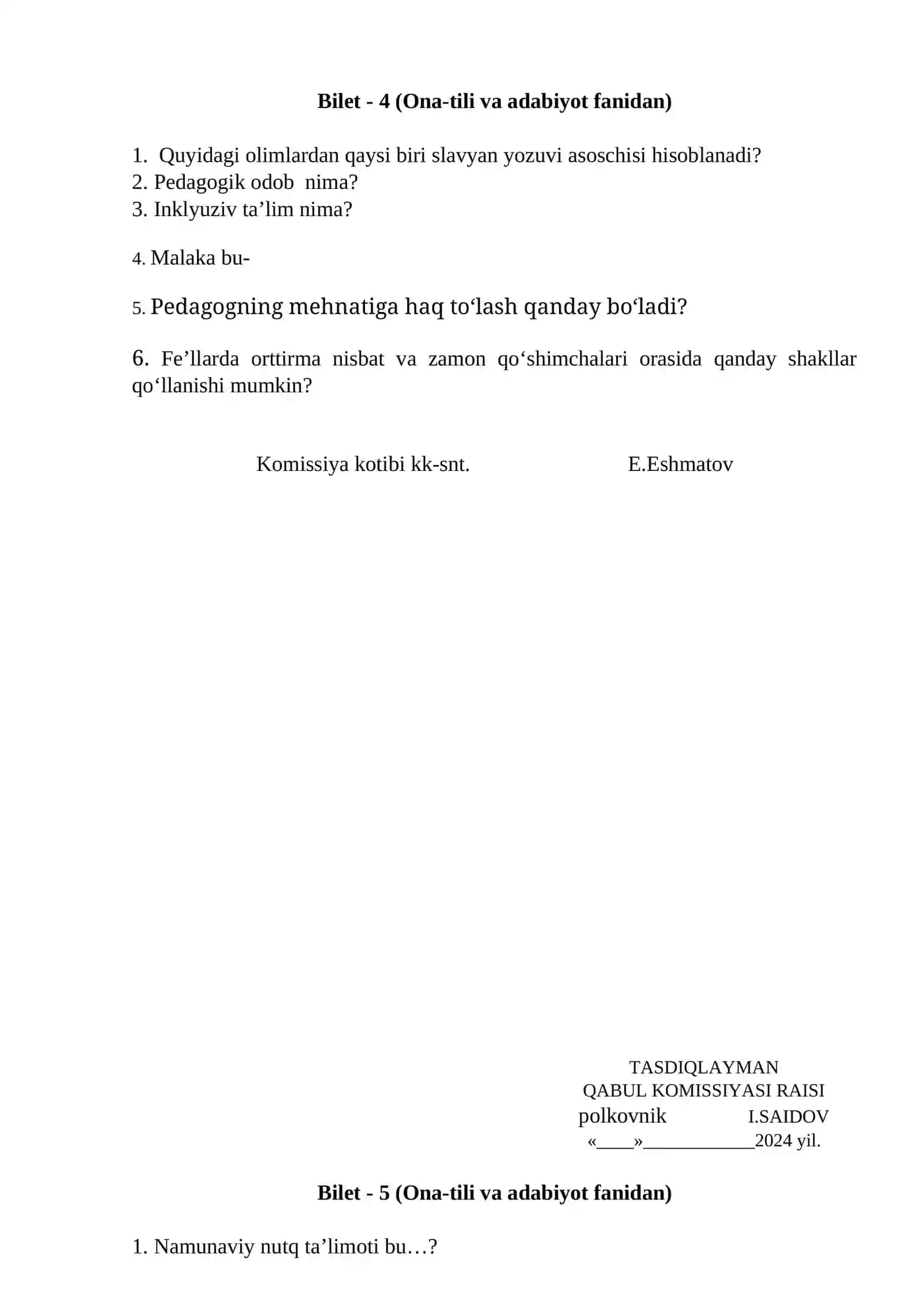 Bilet - 1 (Ona-tili va adabiyot fanidan) 4