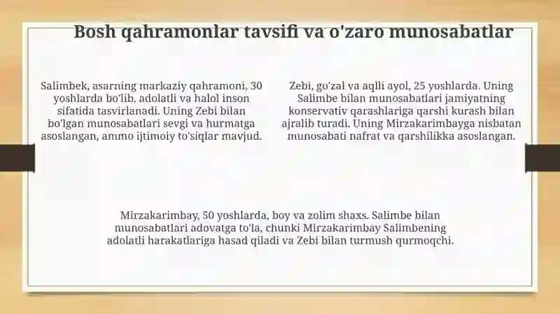 "Kechavakunduz" asarini obrazlar orqali o'rganish 4