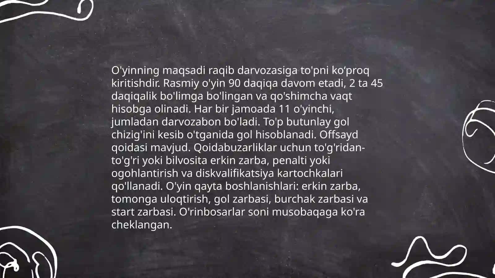Futbol haqida umumiy ma'lumot 4