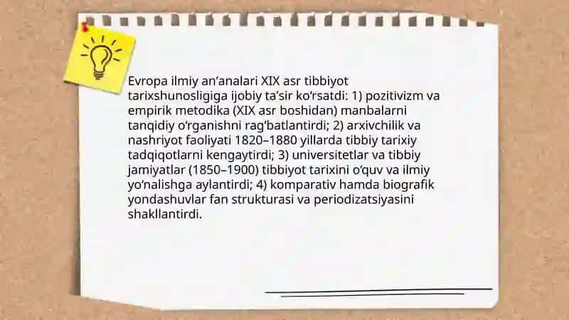 XIX asrda "Tibbiyot tarixi" fanining shakllanishi 4