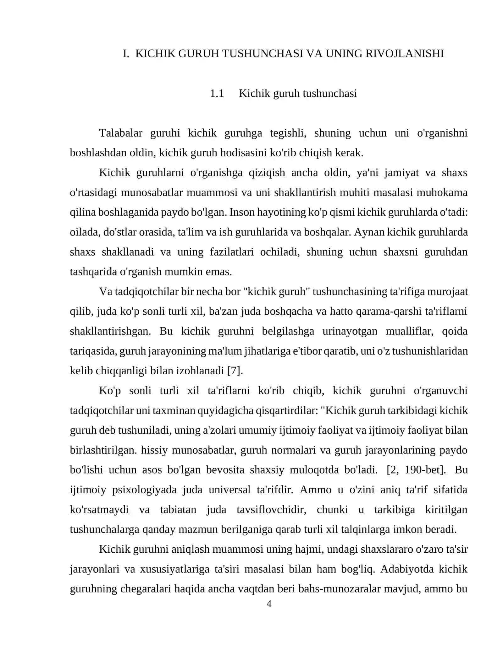 Kichik Guruh Tushunchasi va Rivojlanishi 4
