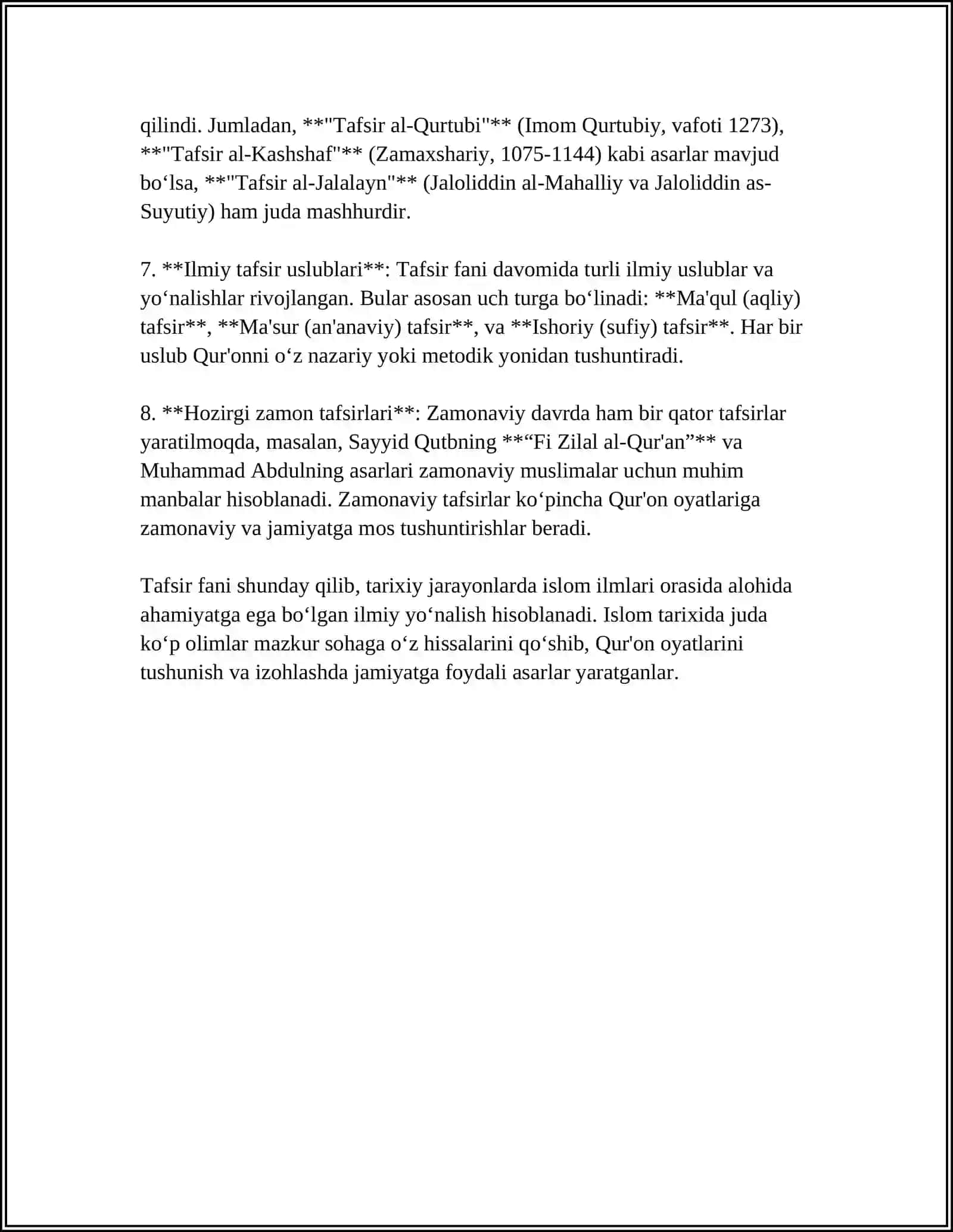 TAFSIR FANIDA YOZILGAN ASARLAR VA ULARNING AHAMIYATI 4