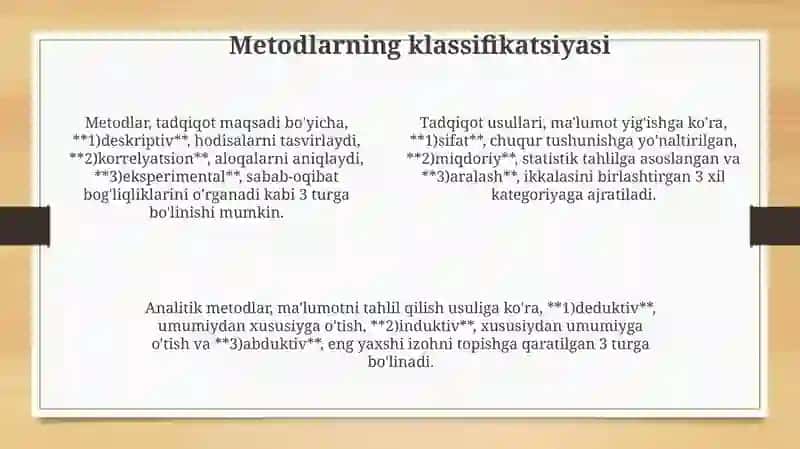 Metod va uni tanlash tushunchasi 4