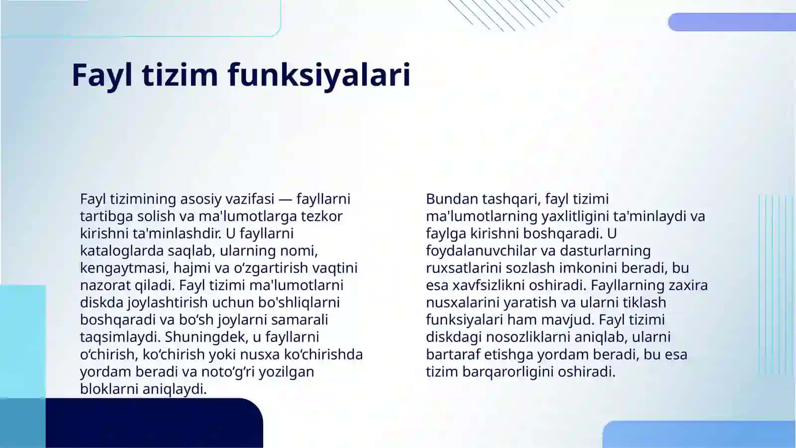 FAYL TIZIMLARI VA ULARNING TURLARI (NTFS, EXT4, FAT32) 4
