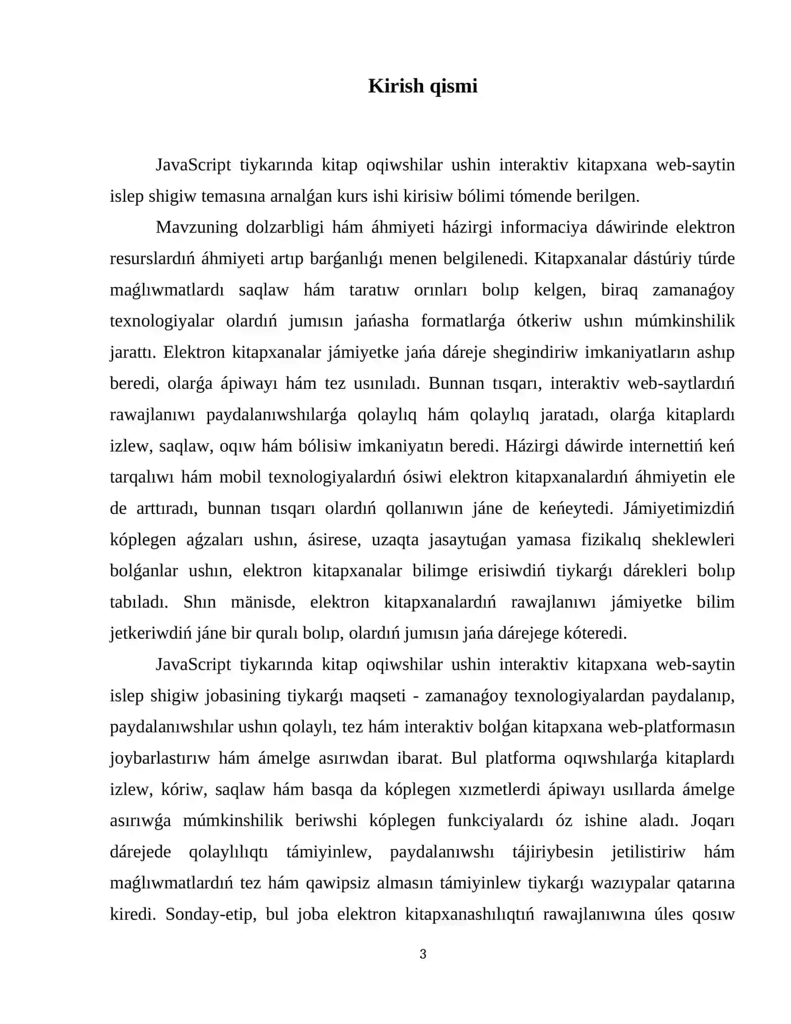 Javascript tiykarinda kitap oqiwshilar ushin interaktiv kitapxana web-saytin islep shigiw 4