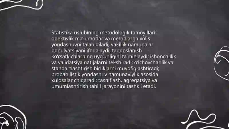 Statistika fanini predmrti va uslubi 4