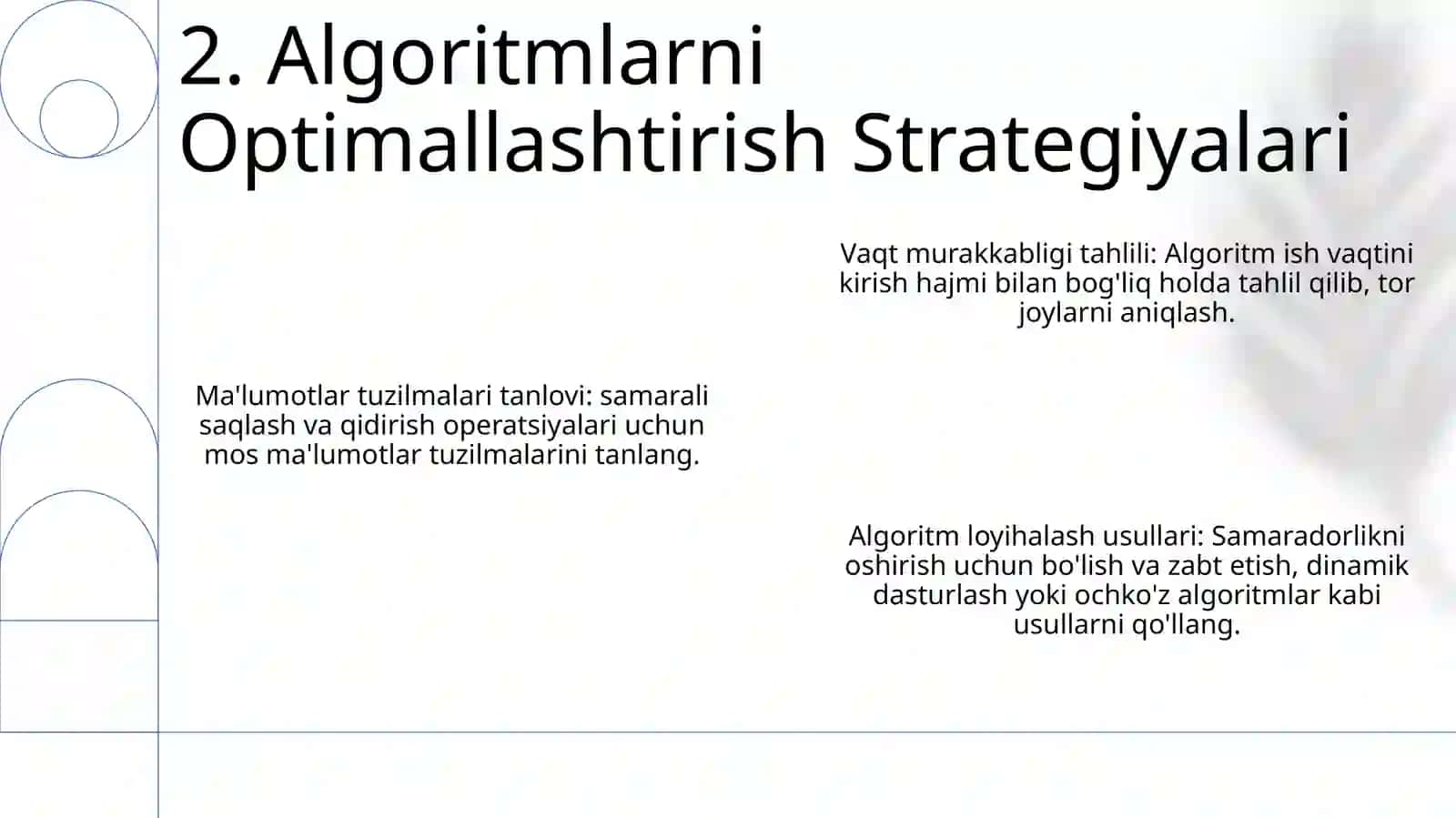 Algoritmlarni tahlil qilish va samaradorligini oshirish 4