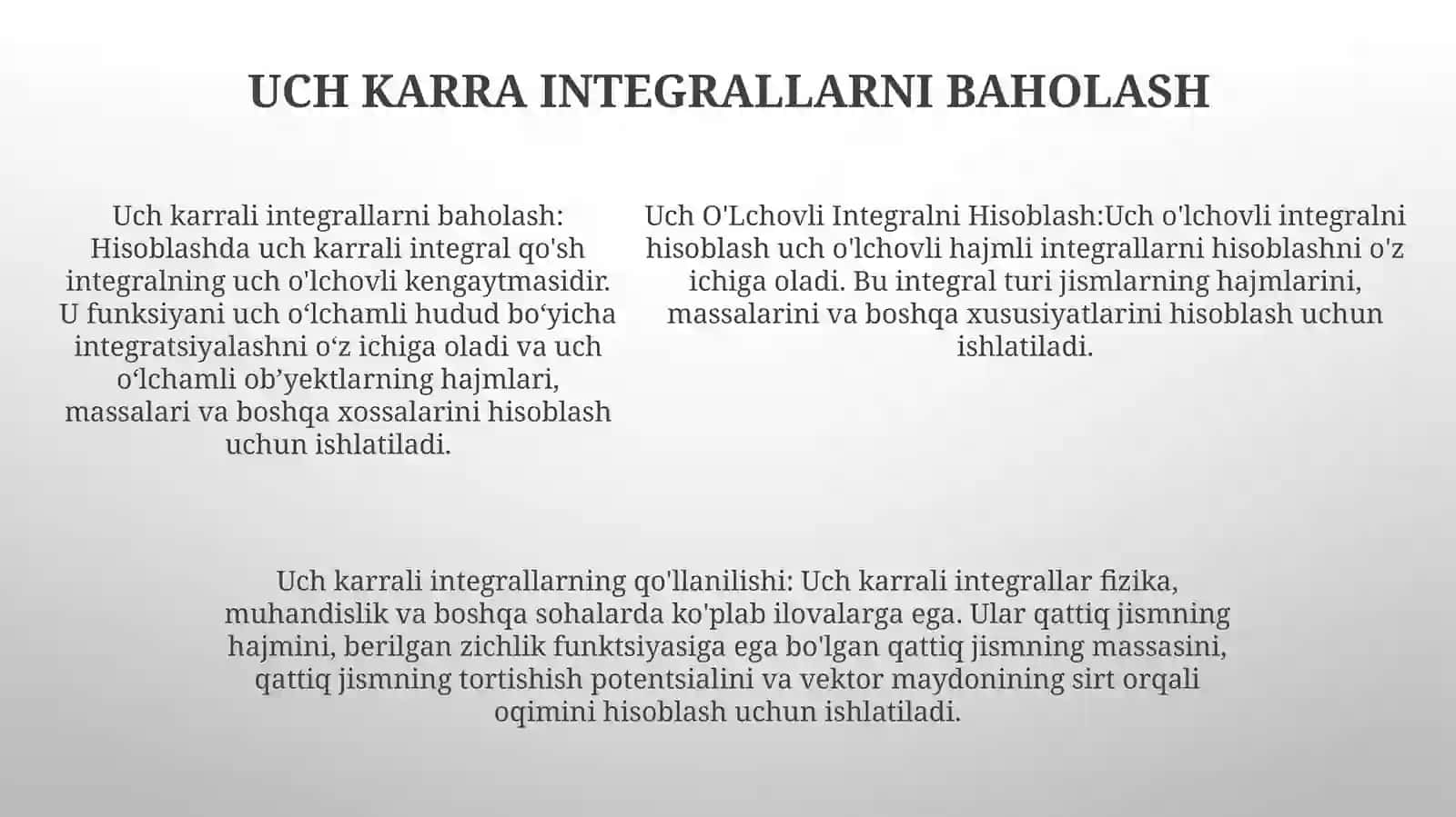 Ko'p o'lchovli Integralni Hisoblash 4