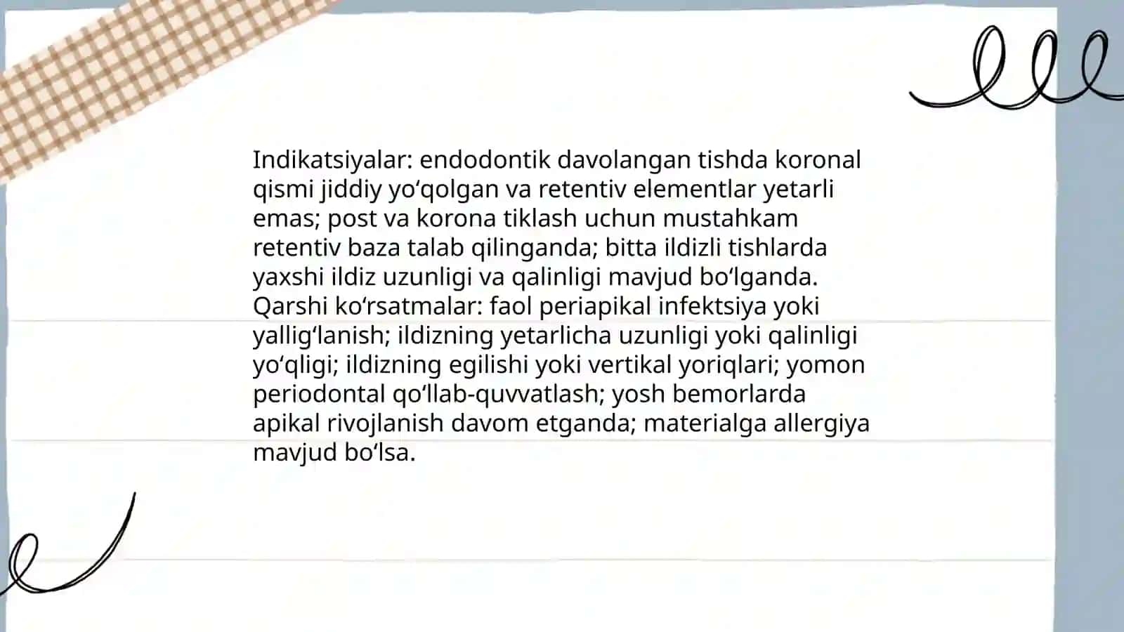 Birlamchi qattiq plomba ashyolari. Parapulpar shtiftlar. Pinlar 4
