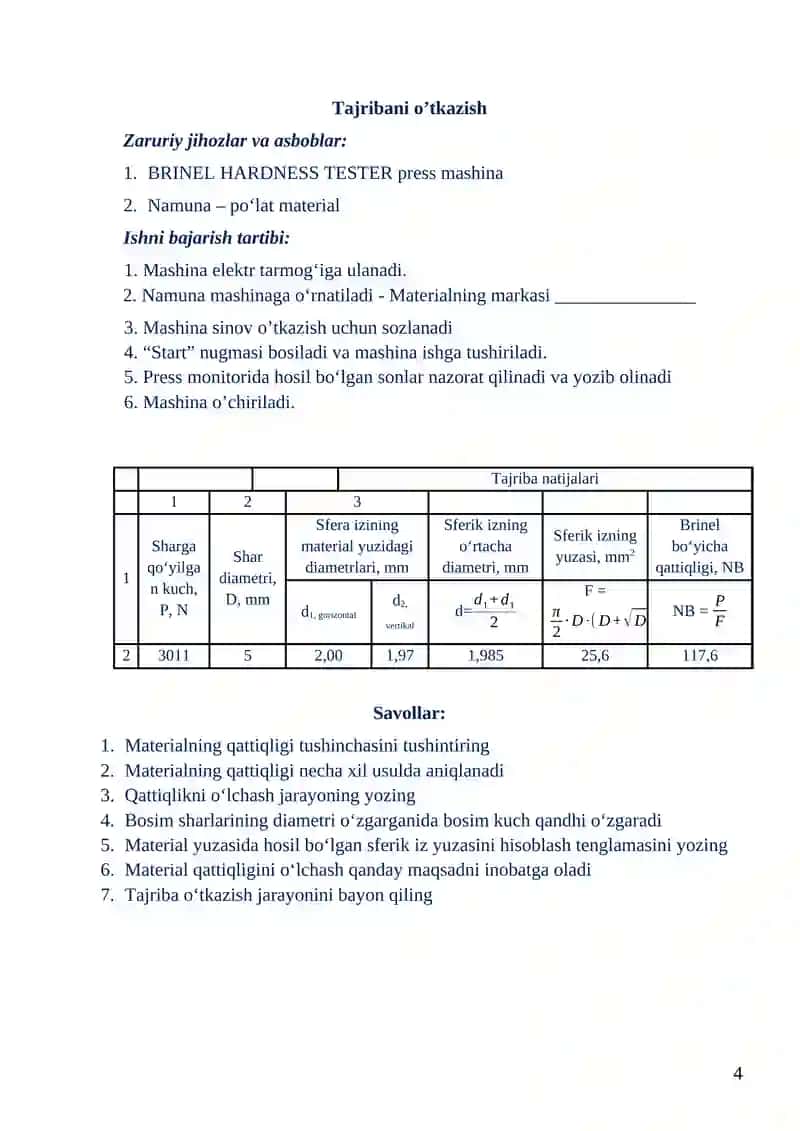 BRINEL HARDNESS TESTER tajriba mashinasi 4