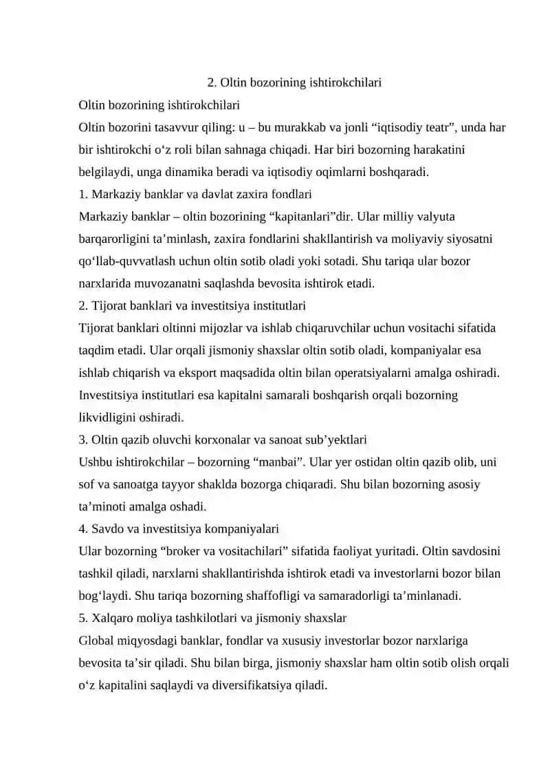 OLTIN BOZORINI ISHTIROKCHILARI VA UNING VAZIFALARI 4