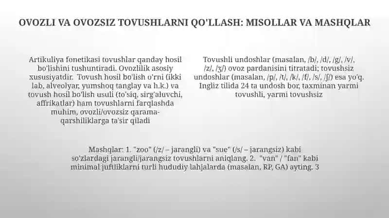 Jarangli va jarangsiz tovushlar 4