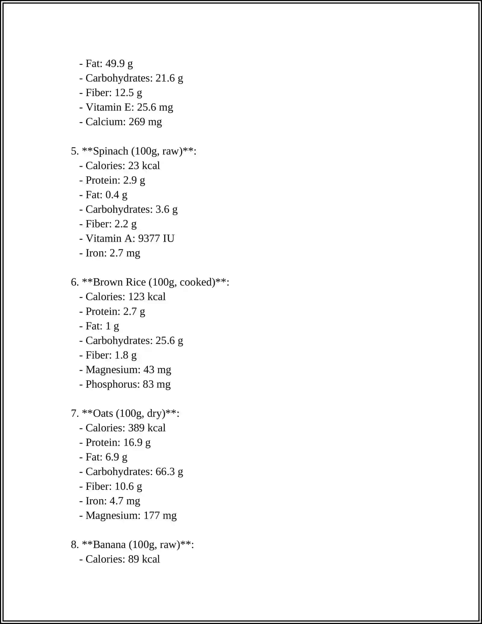 Nutritional Content of Foods 4