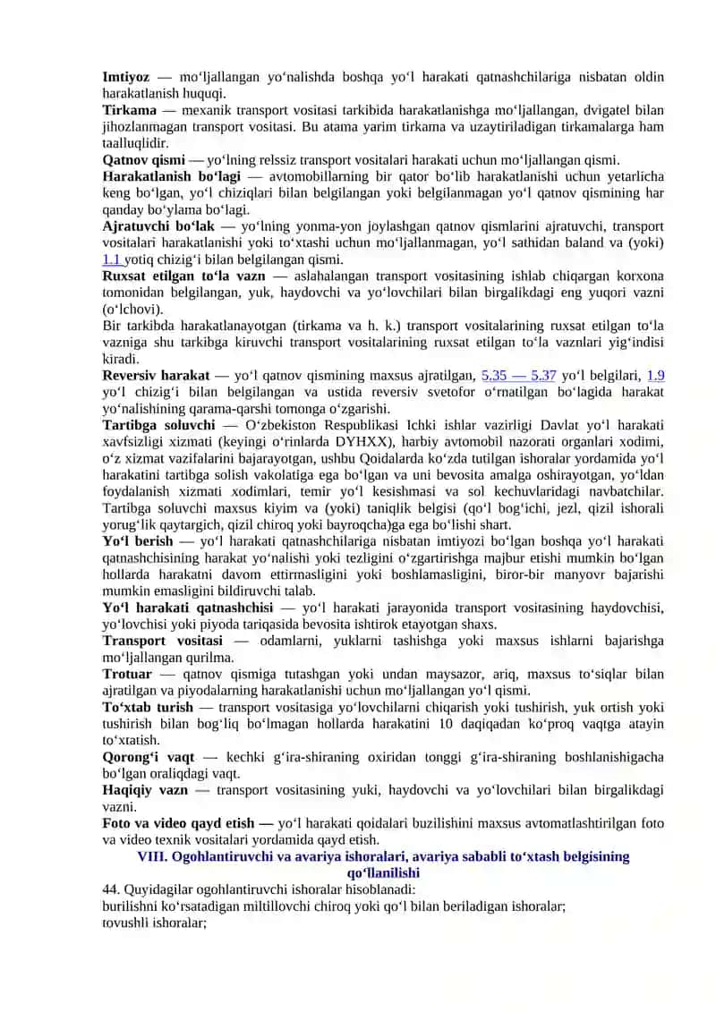 Yo‘l harakati qoidalarini tasdiqlash to‘g‘risida 4