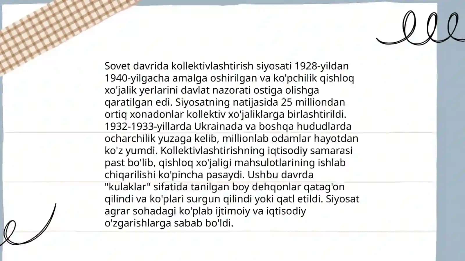 Rossiya Emperiyasi va sovet hukmronligi davrida o'lkadagi ijtimoiy-iqtisodiy, siyosiy va ma'naviy jarayonlar 4