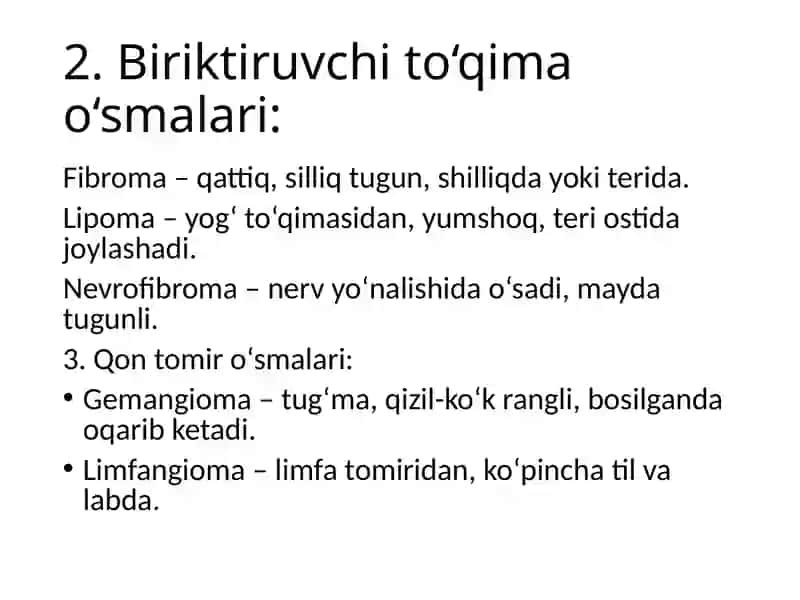Yuz jagʻ sohasining xavfli va xavfsiz oʻsmalari 4