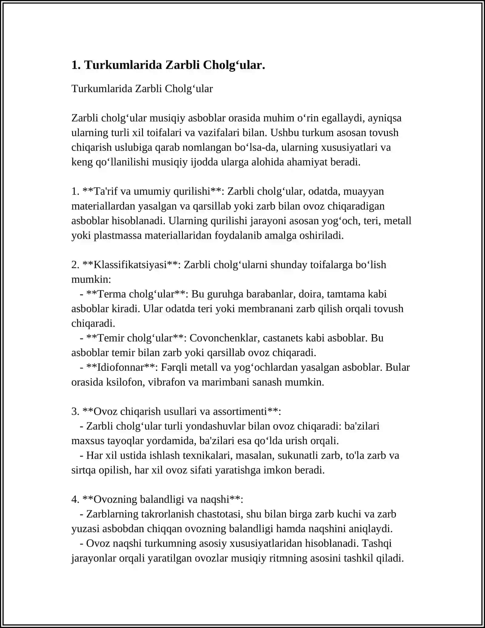 Turkumlarida Zarbli Cholg‘ular 4
