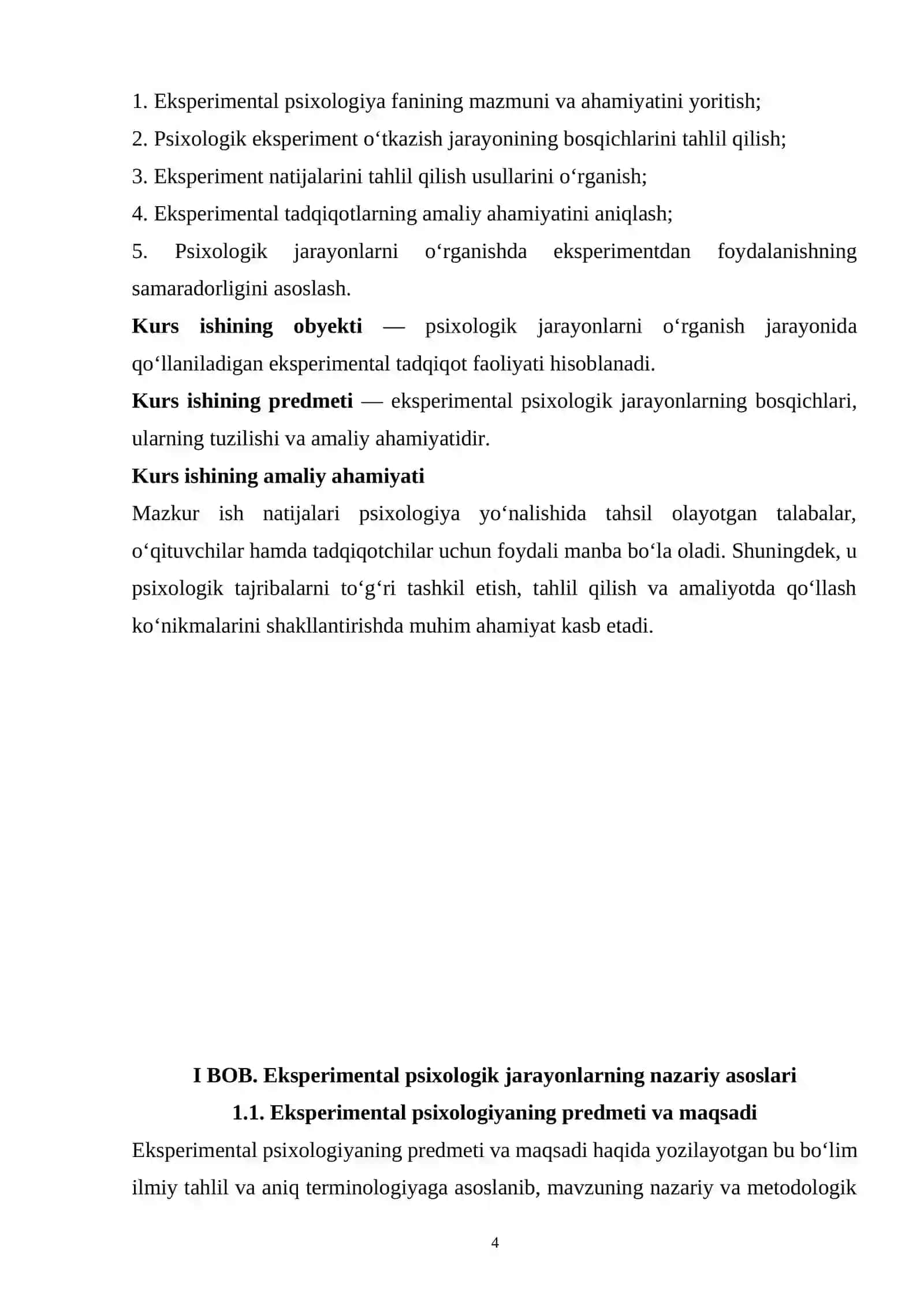 Eksperimental psixologik jarayonlar bosqichlari 4