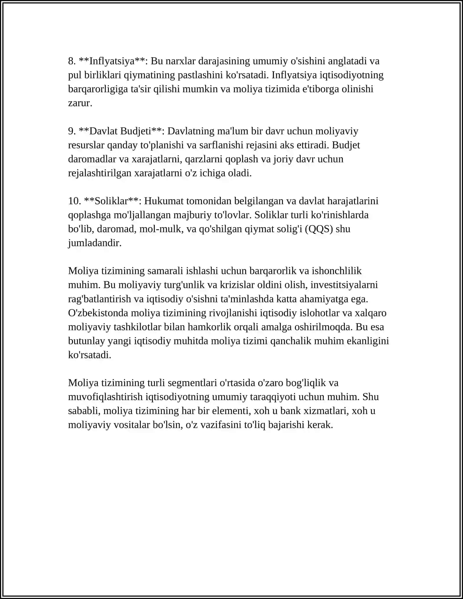 Moliya Tizimi va Moliyaviy Siyosat 4