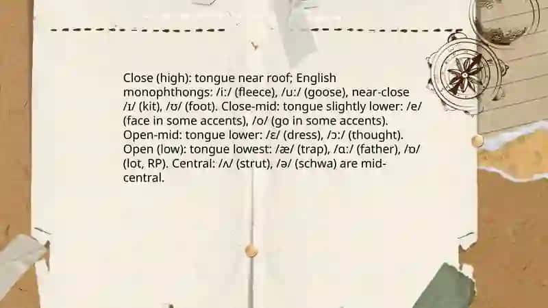 Vowel Practice. Monophtongs and Their Classification 4