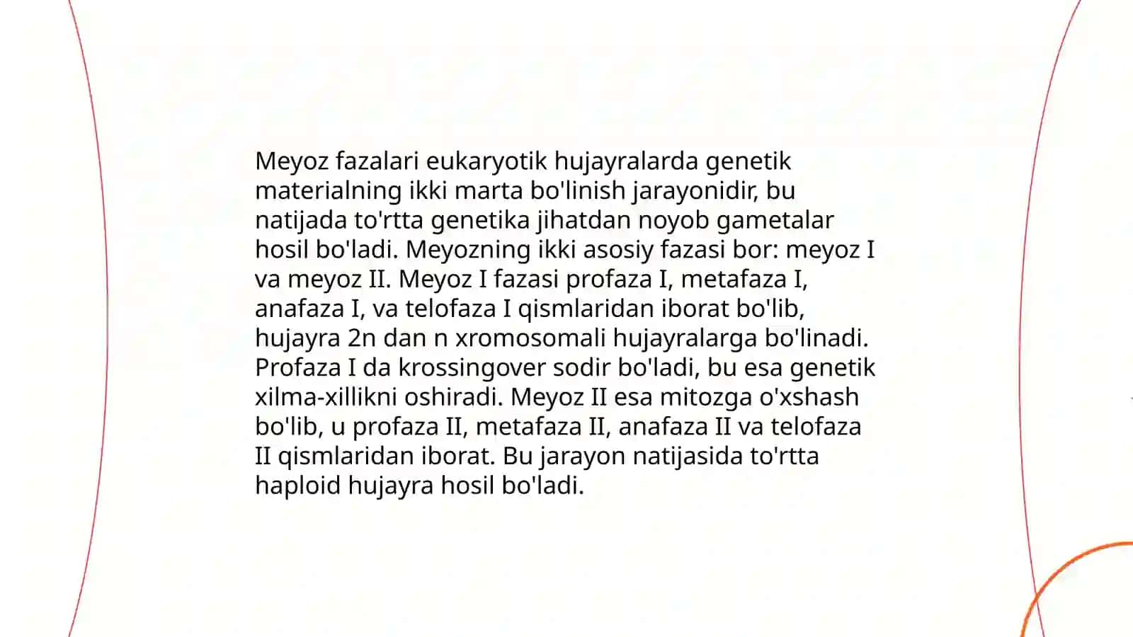 Mitoz va meyoz fazalarini taqqoslash 4
