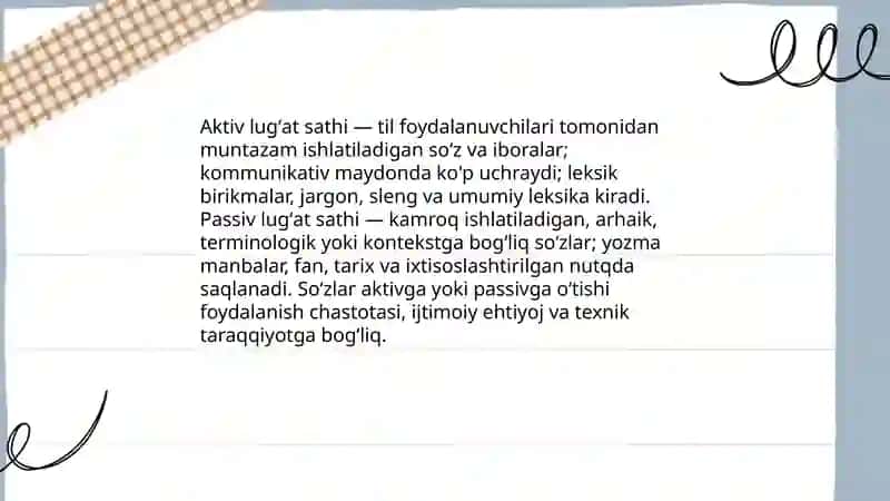 Tilning lugʻat sathi 4