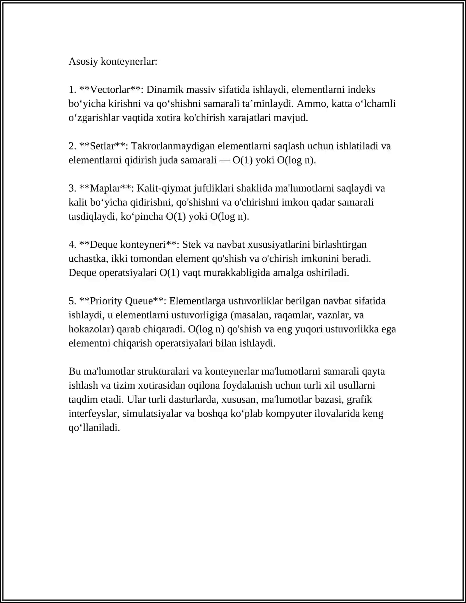 KONTEYNERLAR BILAN ISHLAYDIGAN ALGORITIMLAR 4