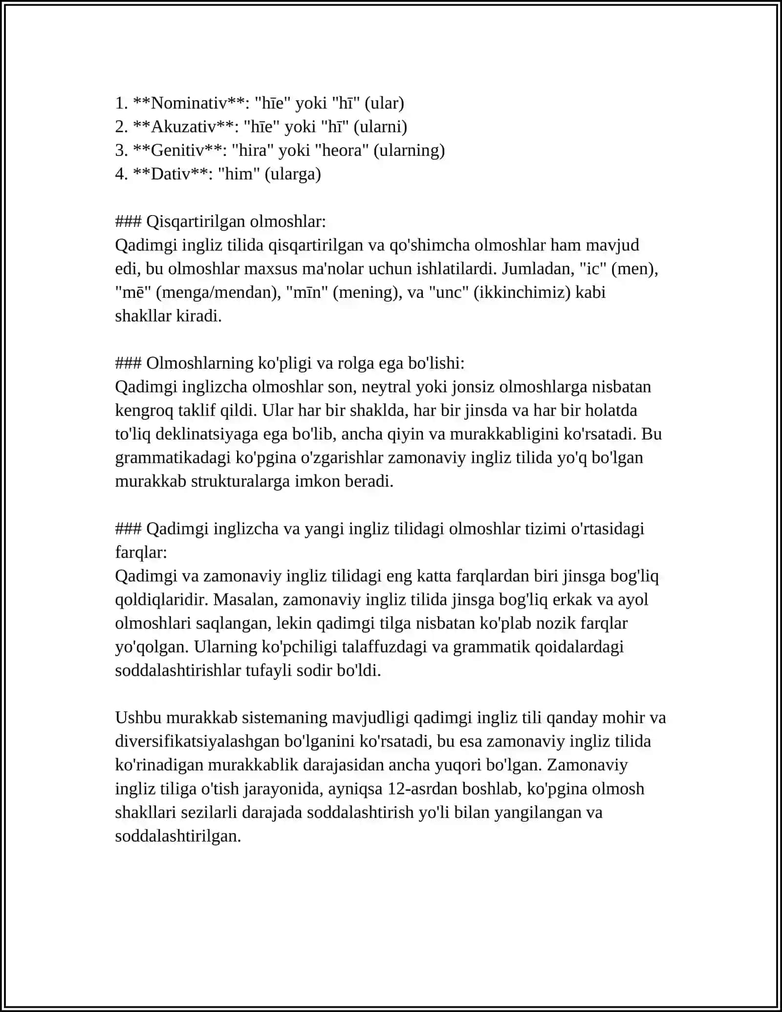 ANALYSIS OF CHANGES OF PRONOUNS DURING OLD, MIDDLE AND EARLY MODERN ENGLISH PERIODS COMPARISON 4