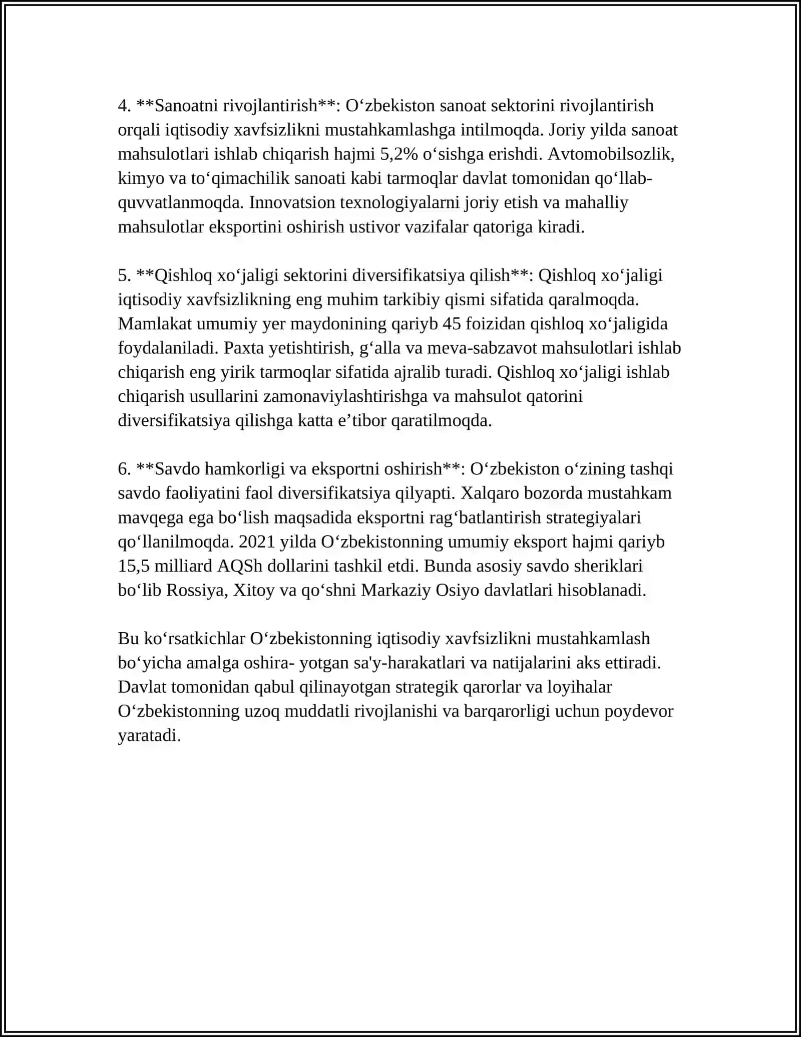 XAVFSIZLIK MASALALARI BO‘YICHA O‘ZBEKISTONNING MINTAQAVIY TASHABBUSLARI 4