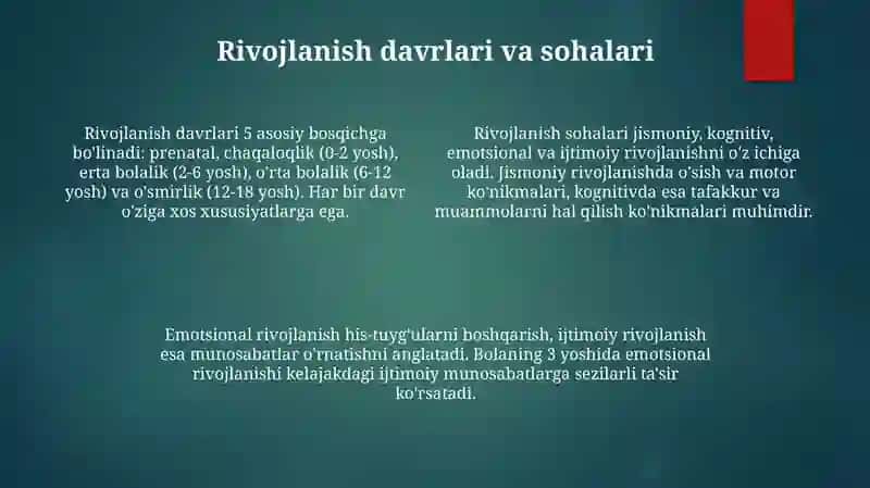 Rivojlanish psixologiyasi 4