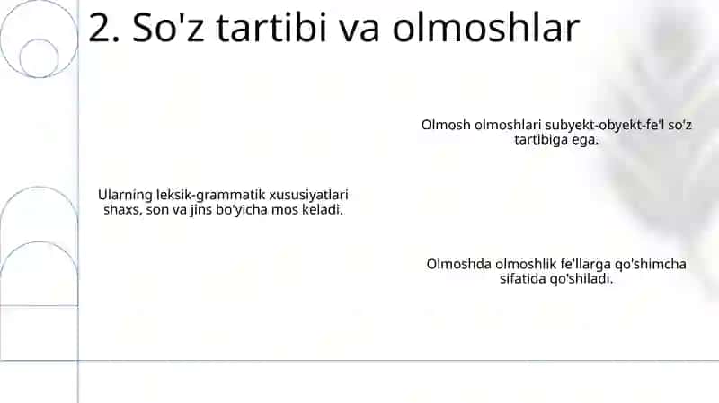Olmoshning ta'rifi. Leksik - grammatik xususiyatlari 4