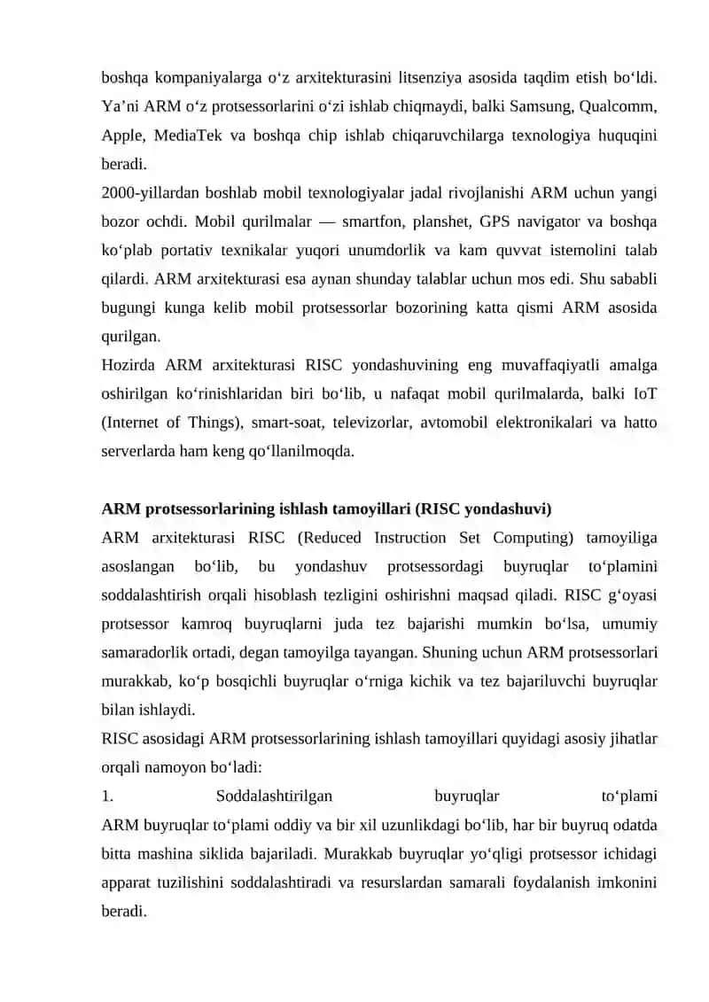 ARM arxitekturasi va mobil qurilmalardagi afzalliklari 4
