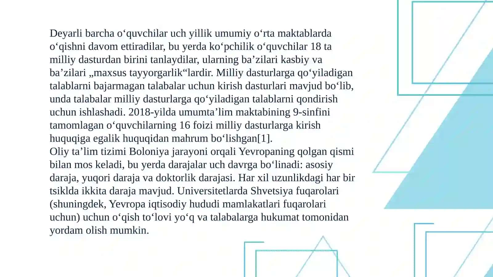 SHVETSARIYADA TA’LIM TIZIMI 4