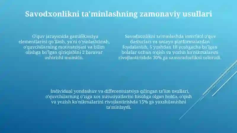 Ongli oʻqishni taʼminlash usullari 4