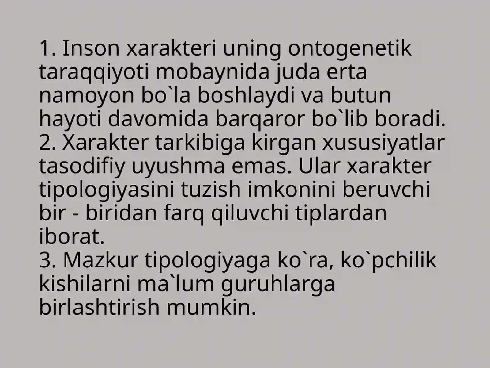 Harakter tipologiyalari bo’yicha tavsif 4